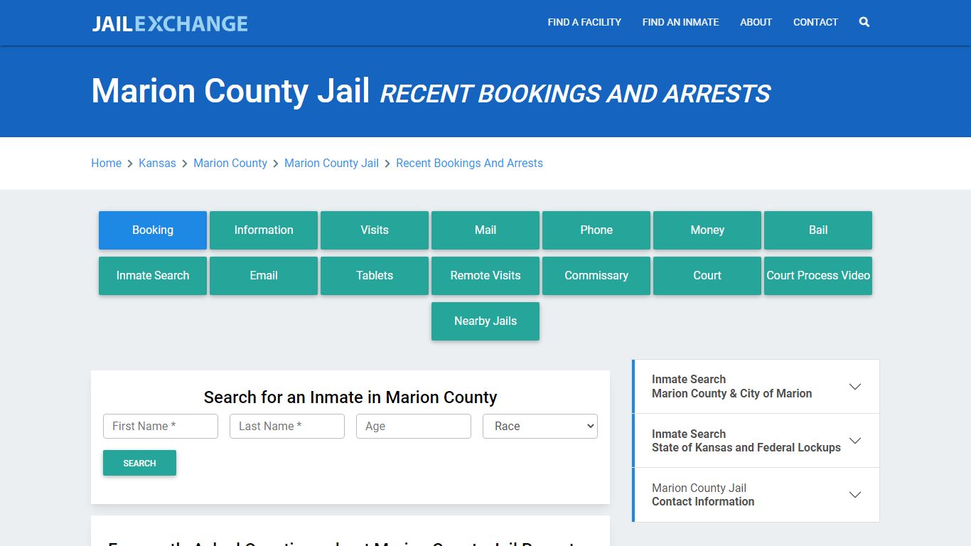 Marion County Jail KS Recent Arrests and Bookings - Jail Exchange