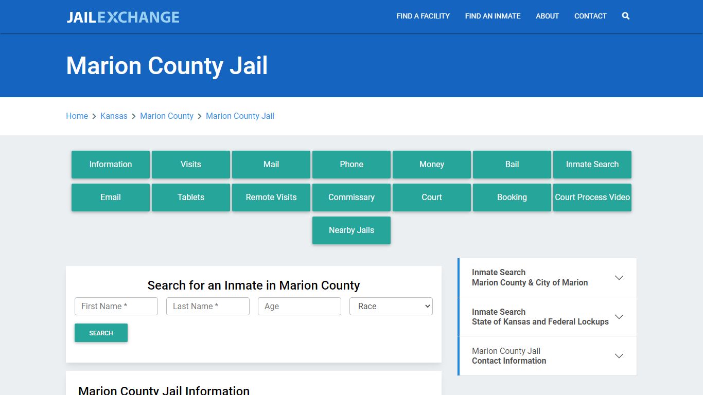 Marion County Jail Roster Lookup, KS, Inmate Search